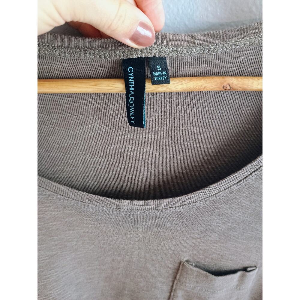 Cynthia rowly 3/4 sleeve pocket tshirt women's small neutral - Picture 3 of 6